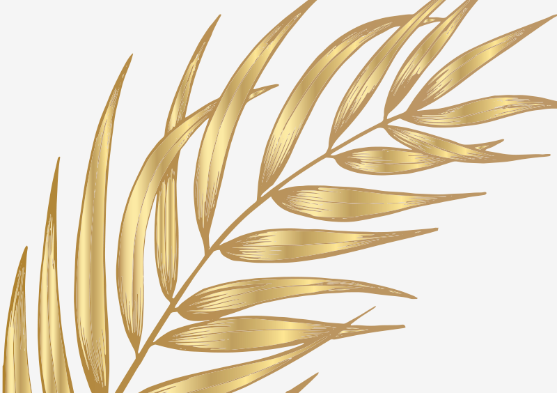 Alfombra vinílica dormitorio Hoja de palma de oro - TenVinilo