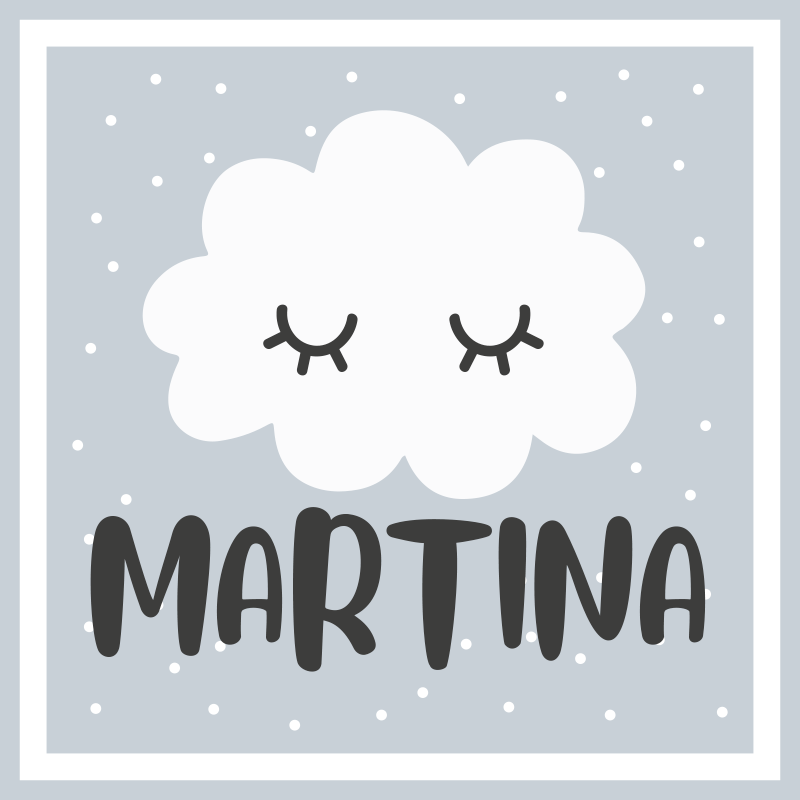 Alfombra vinílica infantil nube con nombre - TenVinilo