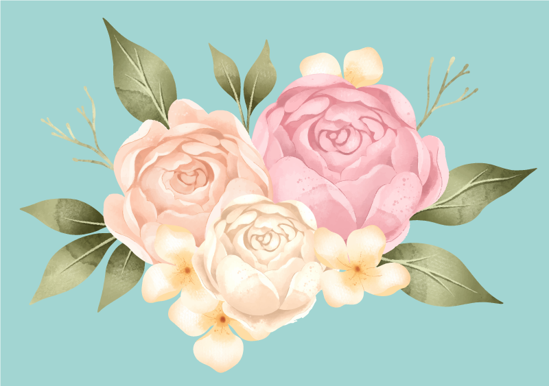 Alfombra vinílica flores composición botánica - TenVinilo