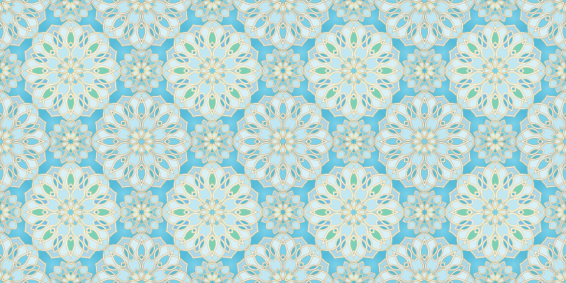 Alfombra vinílica mandala elementos intrincados azules - TenVinilo