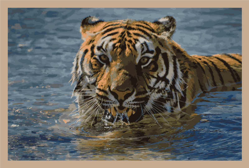 Aflombra vinílica animales tigre en el agua - TenVinilo