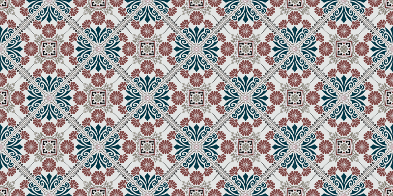 Alfombra vinílica hidráulica arreglo botánico - TenVinilo