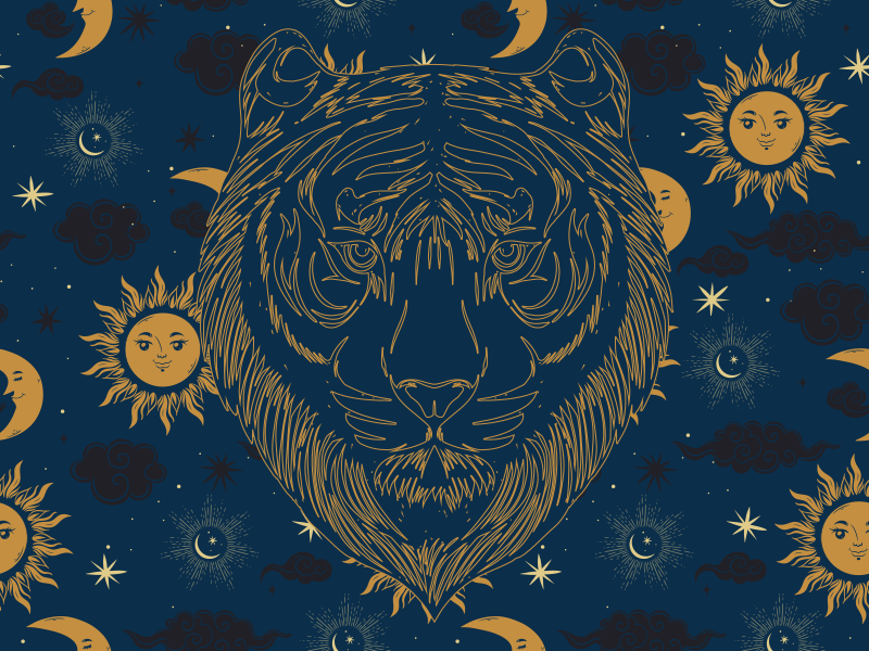 Alfombra vinílica animal print tigre y soles - TenVinilo