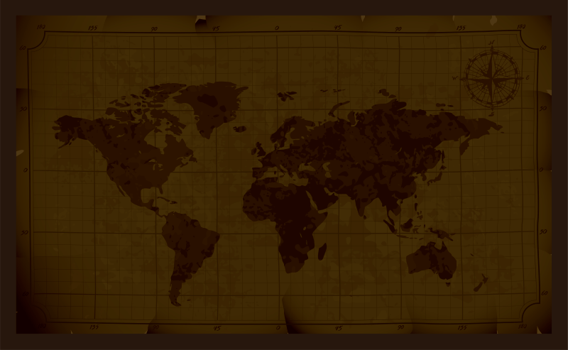 Alfombra vinílica mapamundi diseño marrón antiguo - TenVinilo