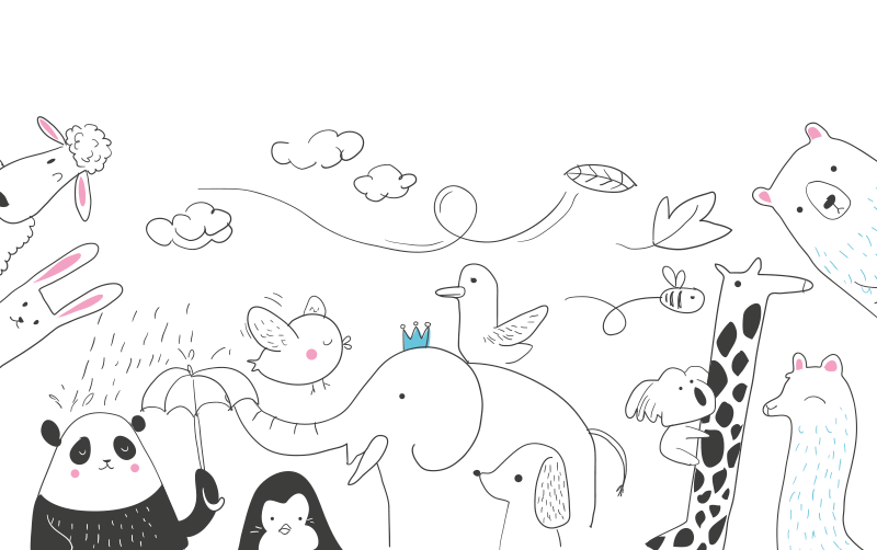 Alfombra vinílica bebé amigos animales minimalistas - TenVinilo