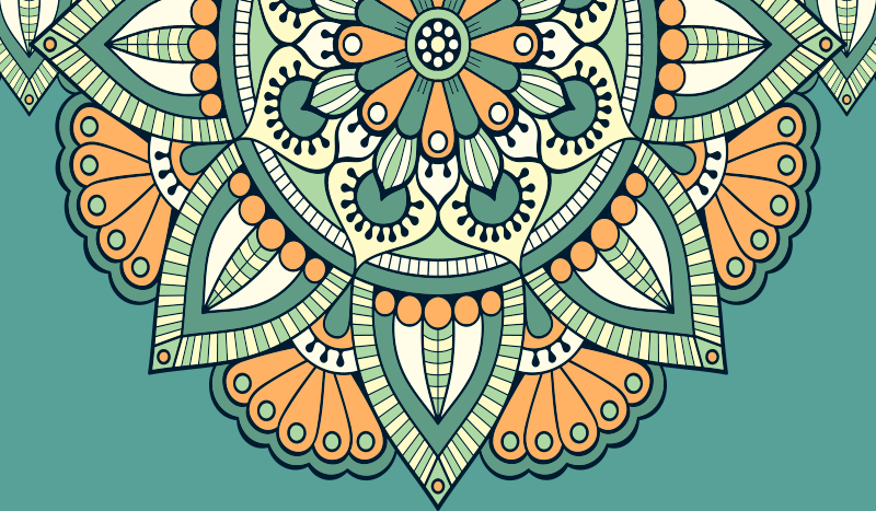 Alfombra vinílica mandala motivo floral a medio tiempo - TenVinilo