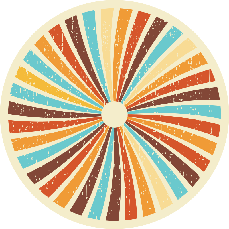 Alfombra vinílica vintage alfombra de vinilo con rayos de sol ret - TenVinilo