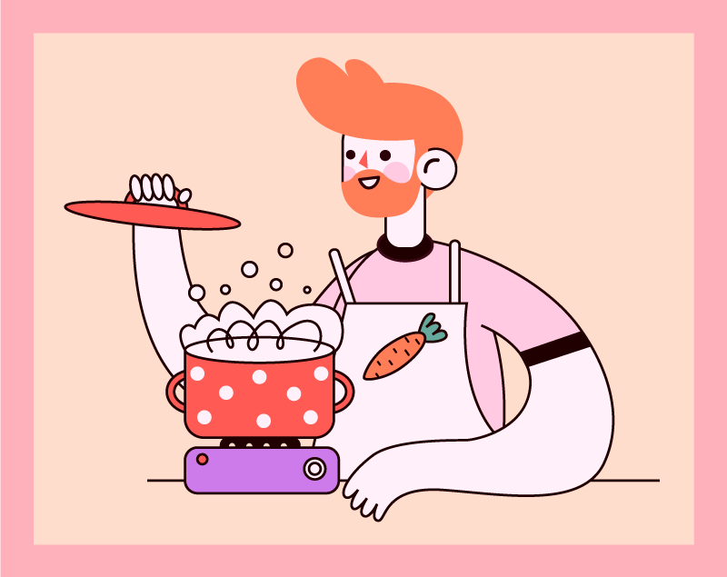 Alfombra vinilo cocina Hombre de cocina cocinando - TenVinilo