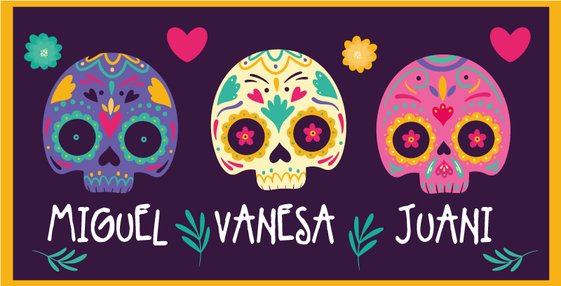 Alfombra vinílica con nombre Calaveras mexicanas - TenVinilo