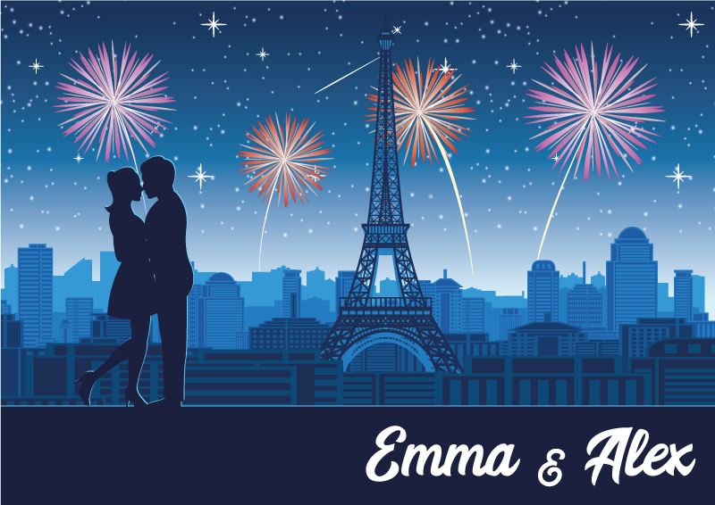 Alfombra vinílica torre Eiffel de noche - TenVinilo