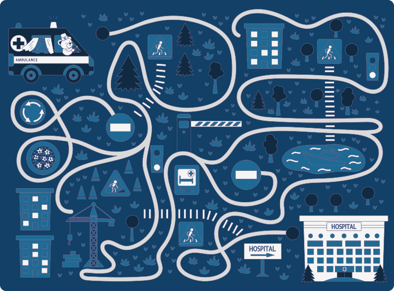 Alfombra vinílica bebé Camino azul nórdico - TenVinilo