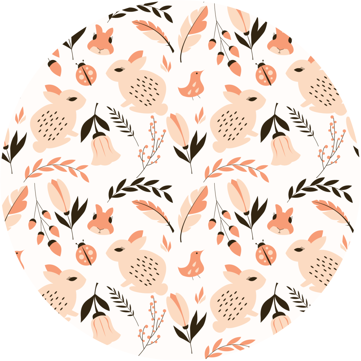 Alfombra vinílica infantil conejito suave floral - TenVinilo