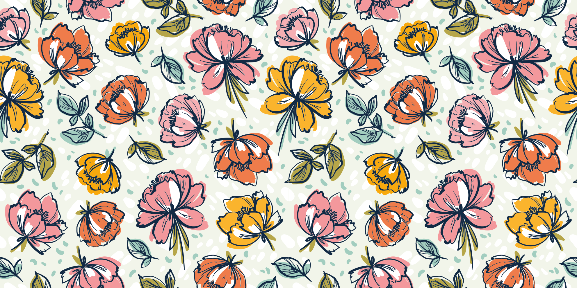 Alfombra vinílica flores Patrón de flores abstractas de colores - TenVinilo