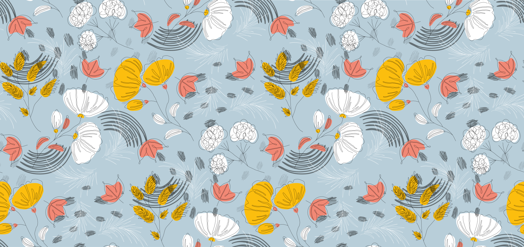 Alfombra vinílica flores floración con patrón azul - TenVinilo