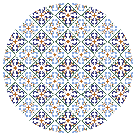 Alfombra vinílica hidráulica tonos azules geométricos - TenVinilo