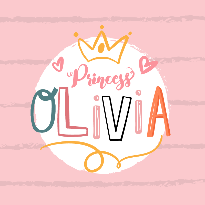 Alfombra vinílica con nombre Princesa colorida con nombre persona - TenVinilo