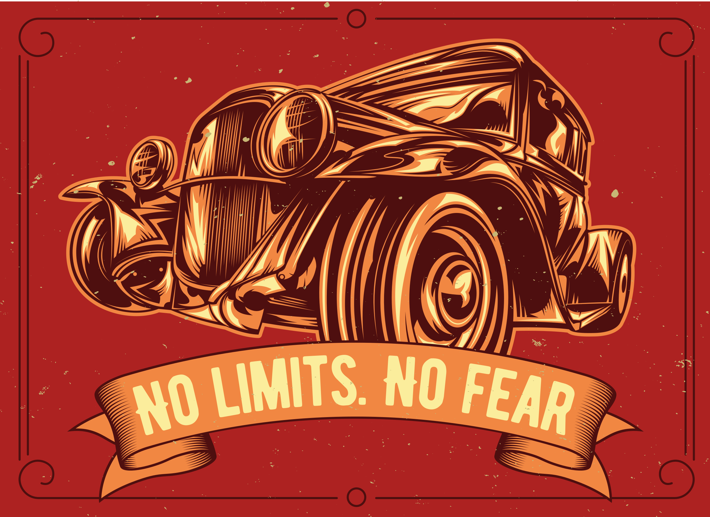 Alfombra vinílica frase ilustración de coche clásico - TenVinilo