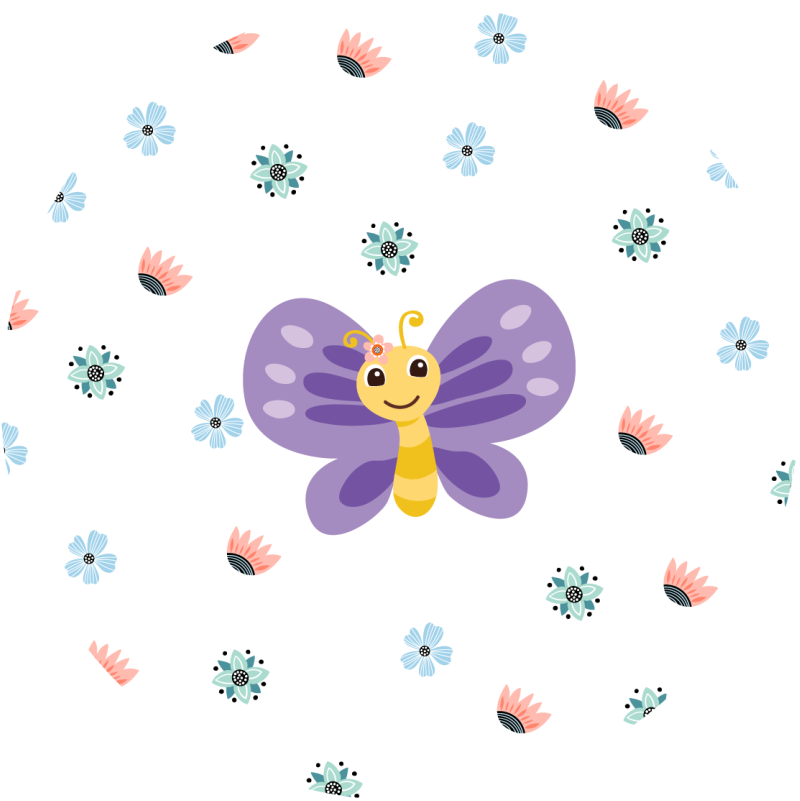 Alfombra vinílica infantil diseño de mariposa morada - TenVinilo