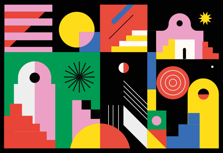 Alfombra vinílica geométrica formas modernas y audaces - TenVinilo