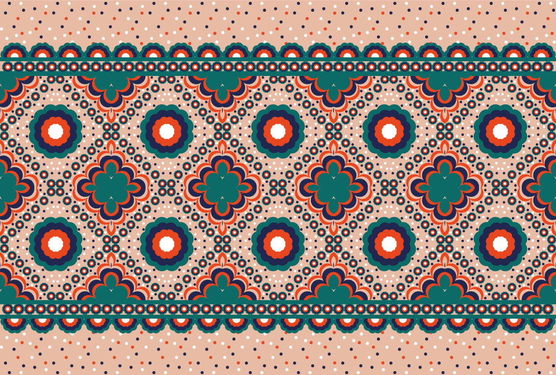 Alfombra vinílica dormitorio Patrón geométrico floral boho - TenVinilo