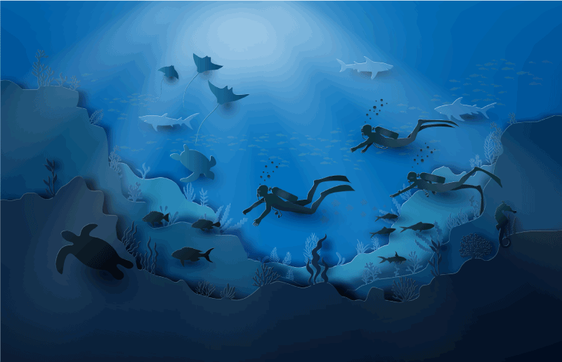 Alfombra vinílica naturaleza exploración submarina - TenVinilo