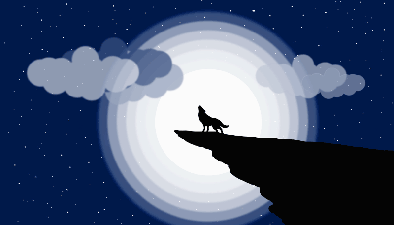 Alfombras vinílicas modernas Lobo silueta luna detrás - TenVinilo