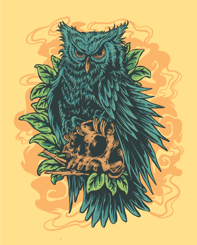 Alfombra vinílica animal print arte del búho místico - TenVinilo