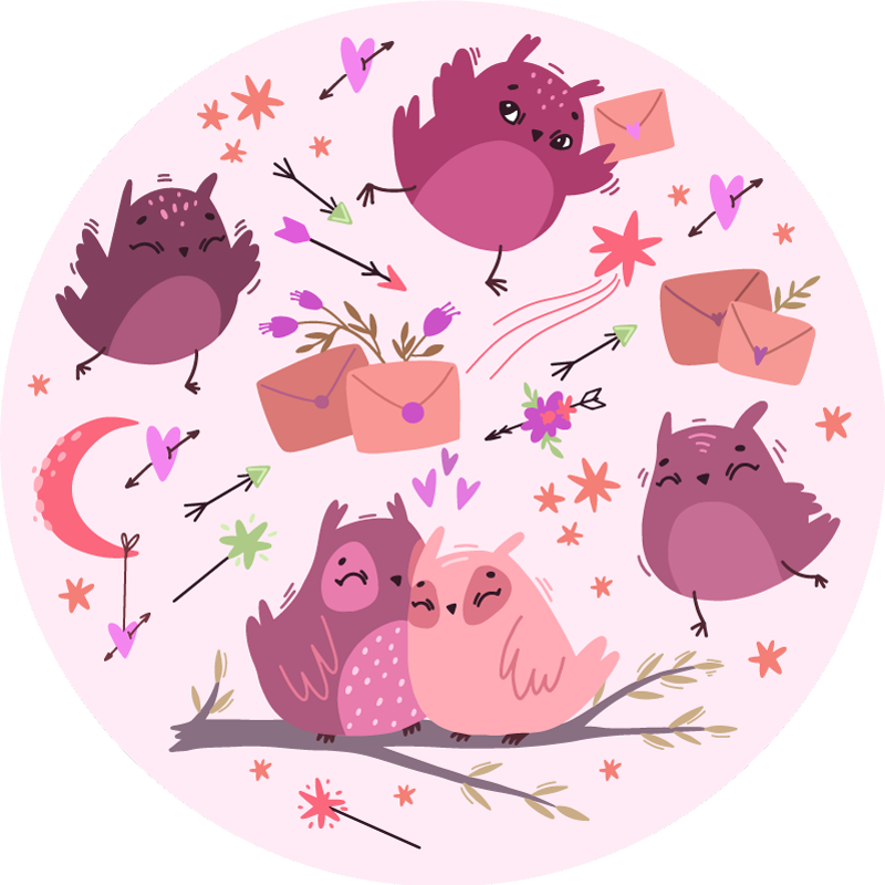 Alfombra vinílica infantil búhos morados - TenVinilo