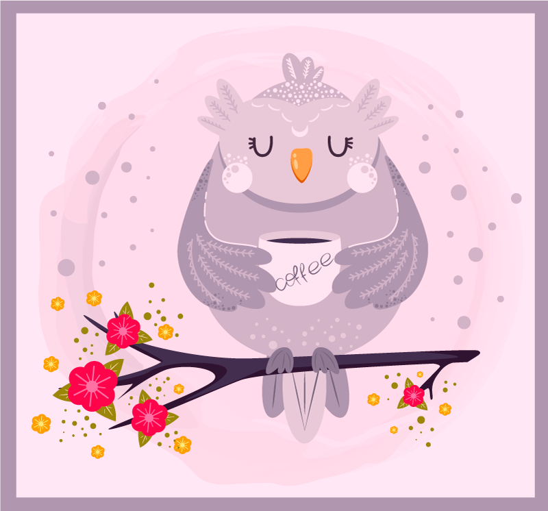Aflombra vinílica animales gráfico de búho encantador - TenVinilo