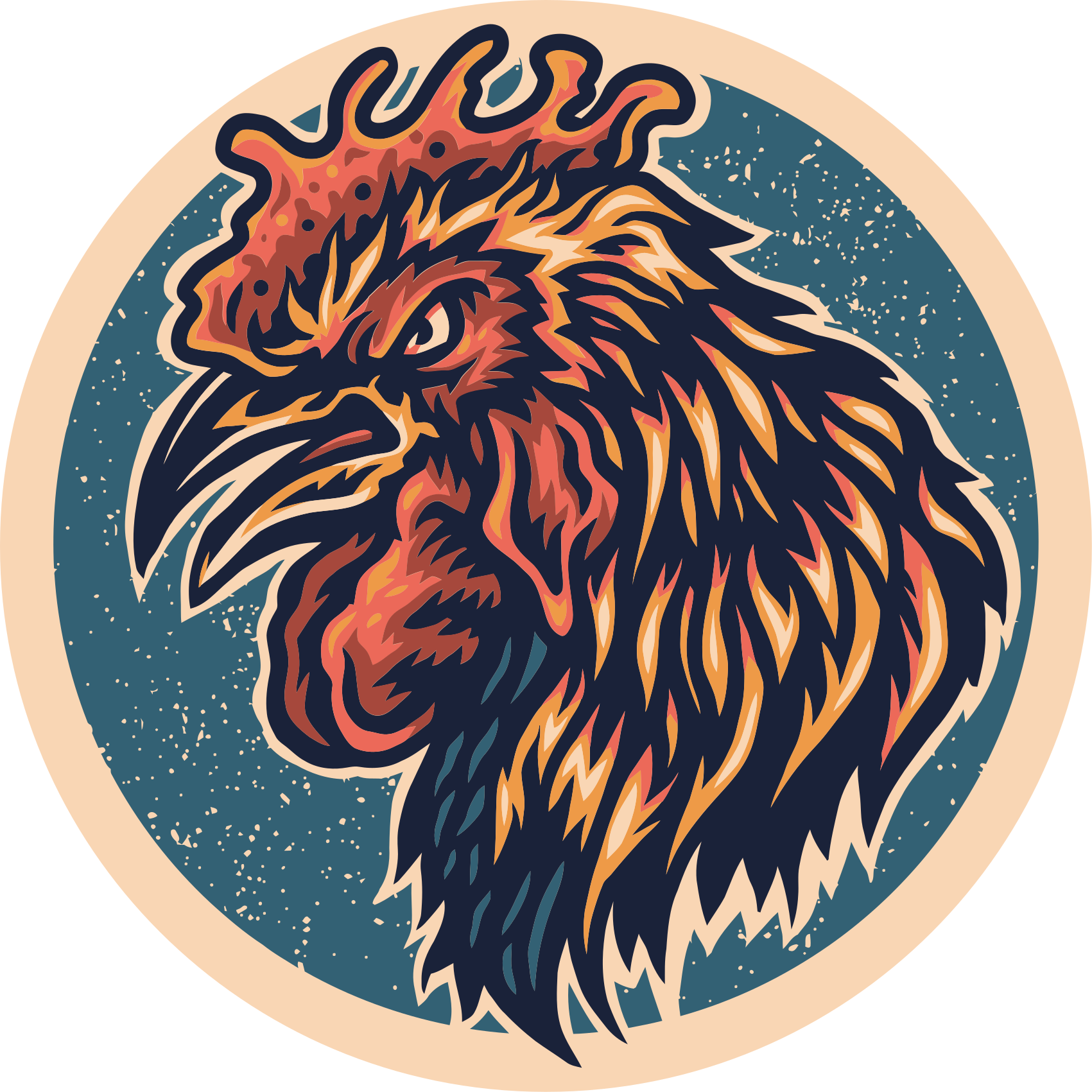 Alfombra vinílica juvenil ilustración de cabeza de gallo - TenVinilo