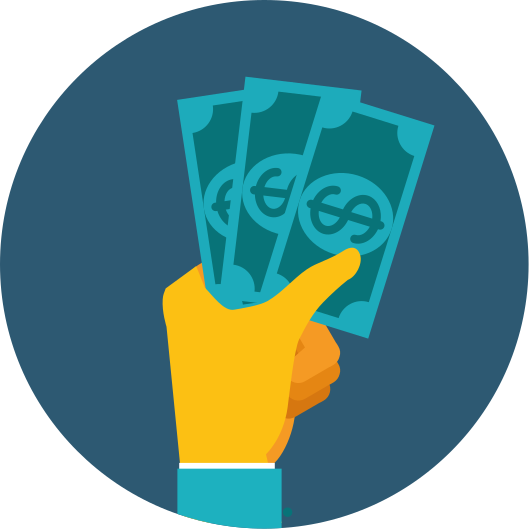 Alfombra vinílica despacho Mano de dibujos animados con dinero - TenVinilo