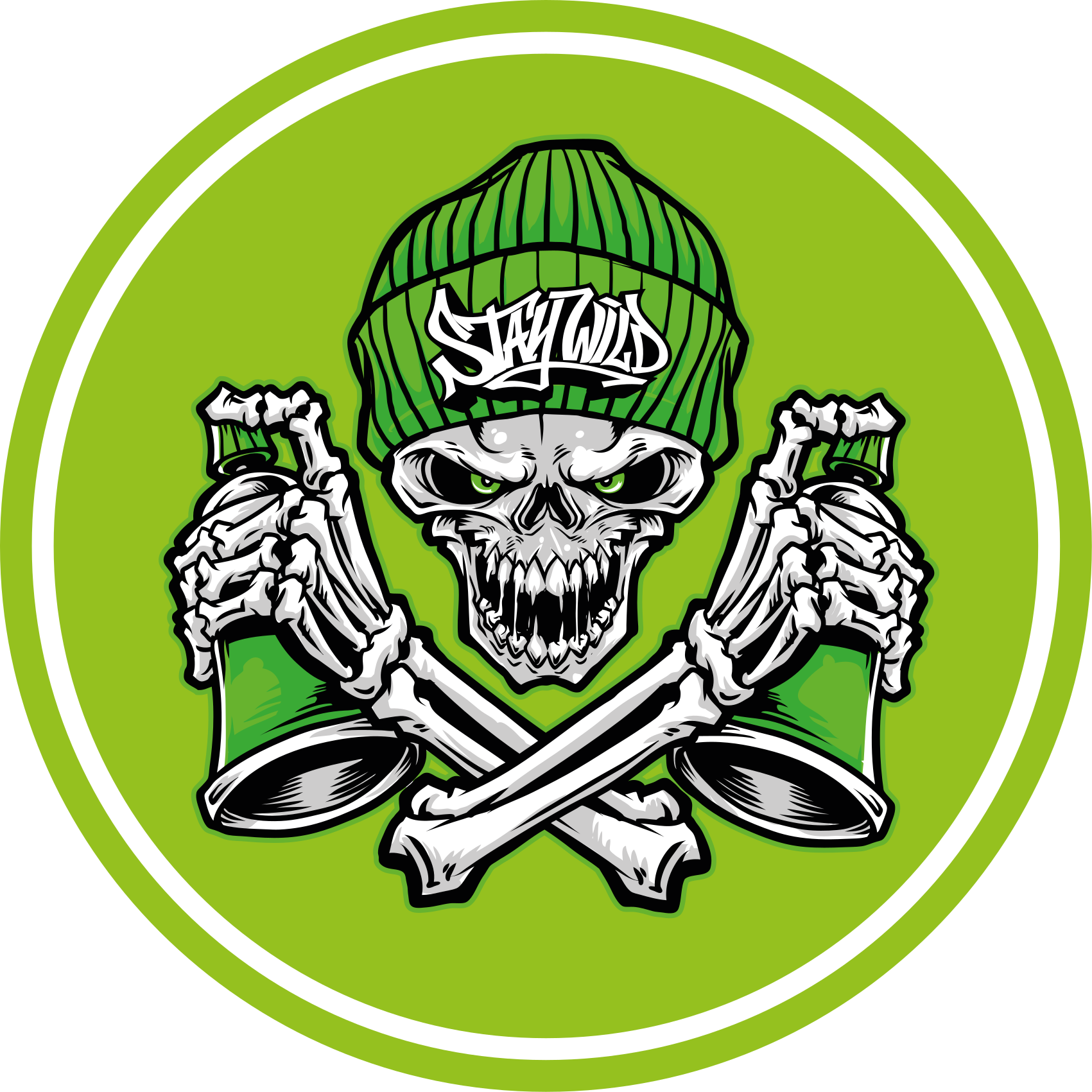 Alfombras vinílicas modernas Graffiti de gafas de calavera verde - TenVinilo