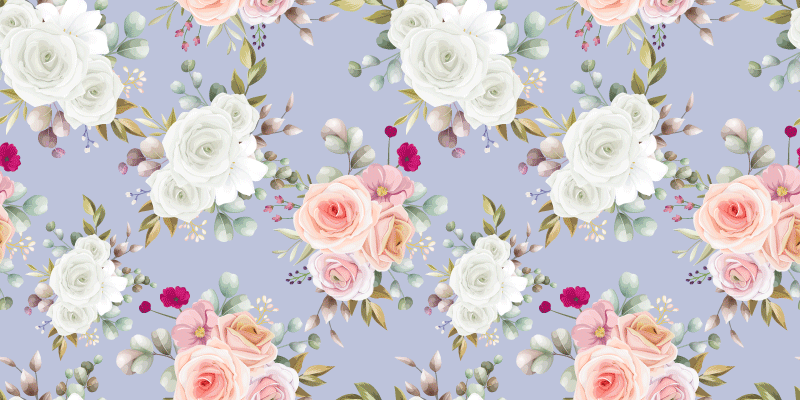 Alfombra vinílica flores Acuarela azul y morado - TenVinilo