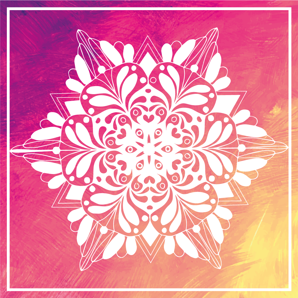 Alfombra vinílica mandala elaborado arreglo botánico - TenVinilo