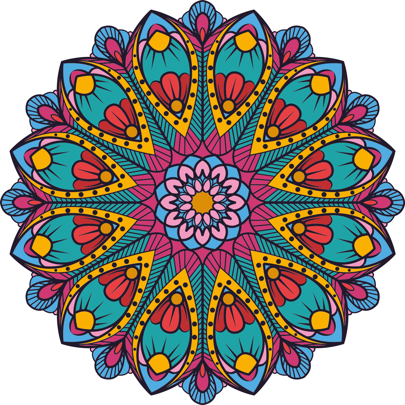 Alfombra vinílica mandala Mandala de colores del arco iris - TenVinilo