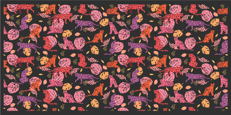 Aflombra vinílica animales gatos de la jungla coloridos - TenVinilo