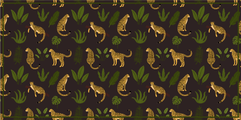 Alfombra vinílica animal print patrón de hojas de leopardo - TenVinilo