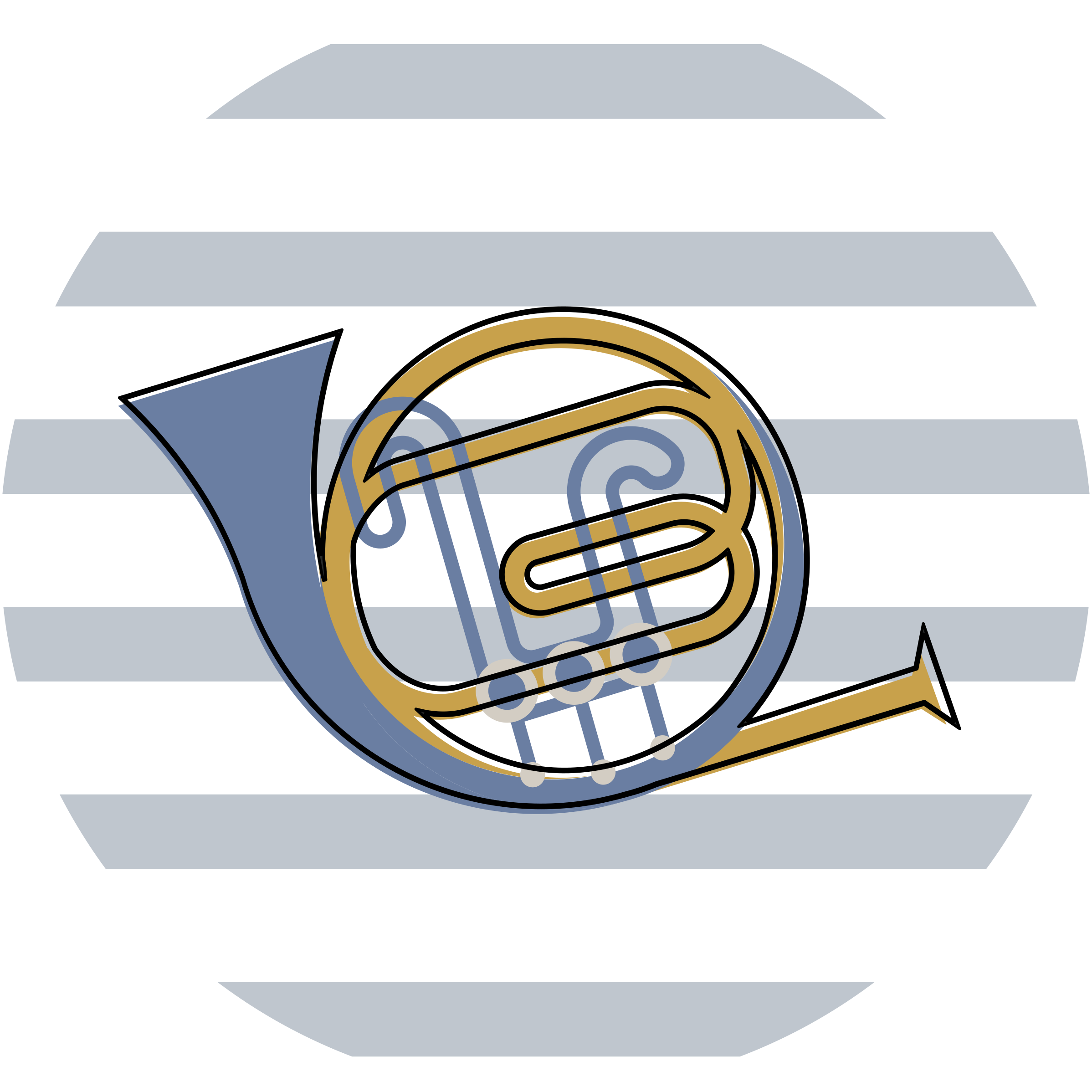 Alfombra vinílica redonda diseño de trompa musical - TenVinilo