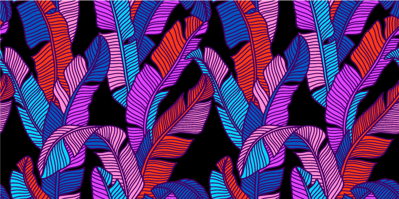 Alfombra vinilo rectangular Patrón de hojas psicodélicas rectángu - TenVinilo