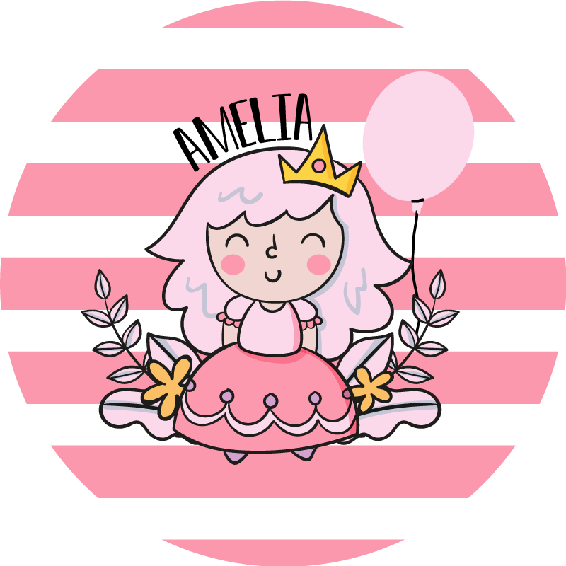 Alfombra vinílica personalizable Princesa de hadas rosa con globo - TenVinilo