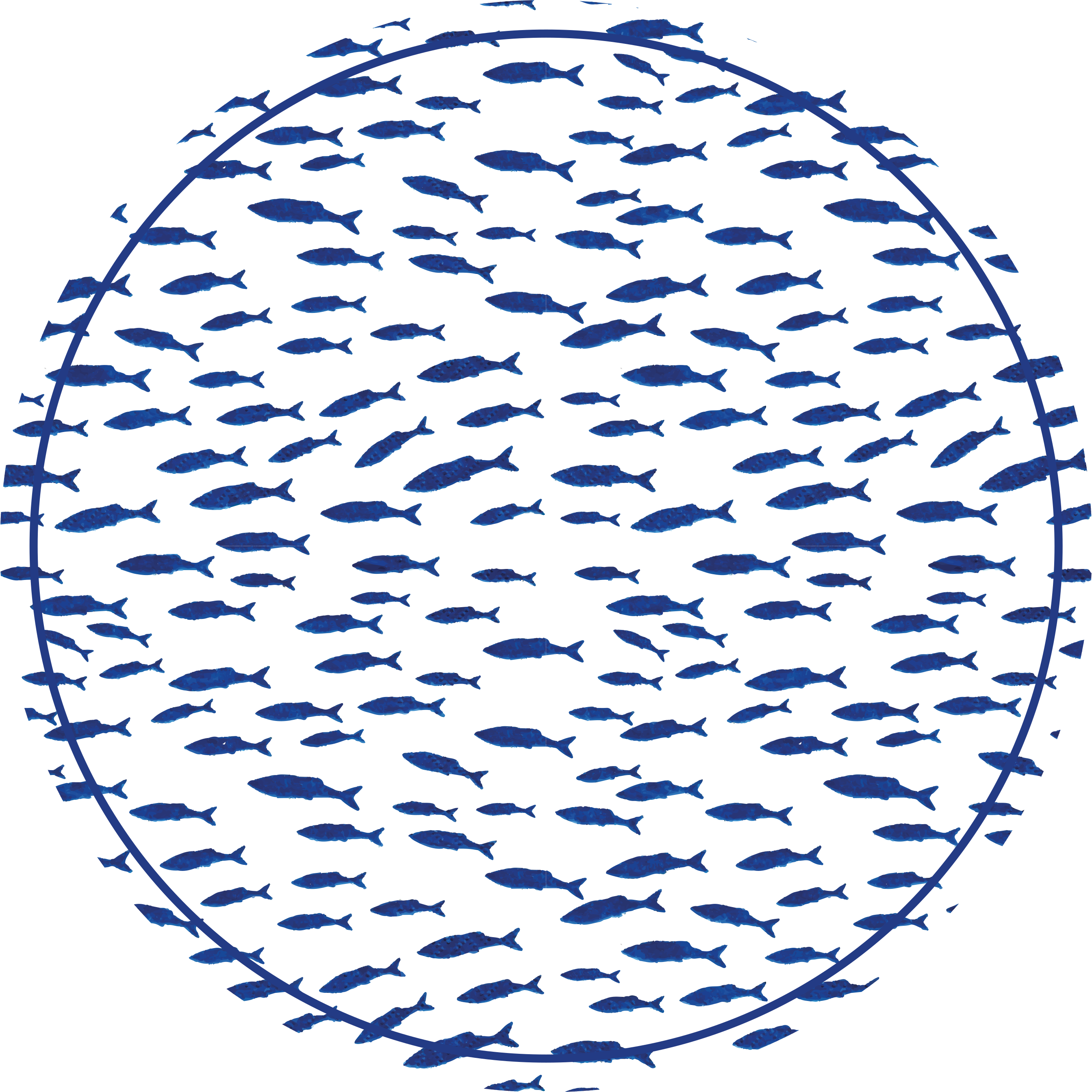 Alfombra vinílica salón Patrón de peces azules sobre fondo blanco - TenVinilo