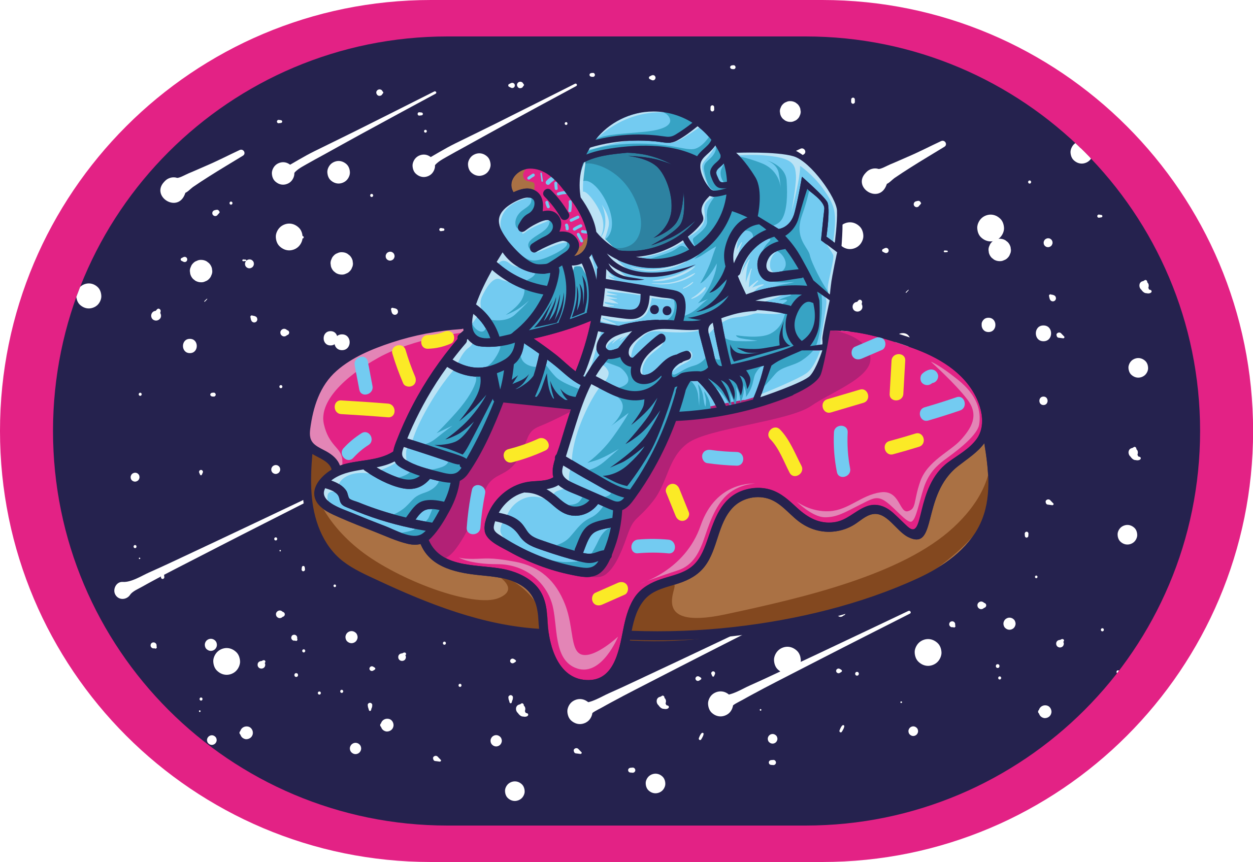 Alfombra vinílica juvenil astronauta en donut - TenVinilo
