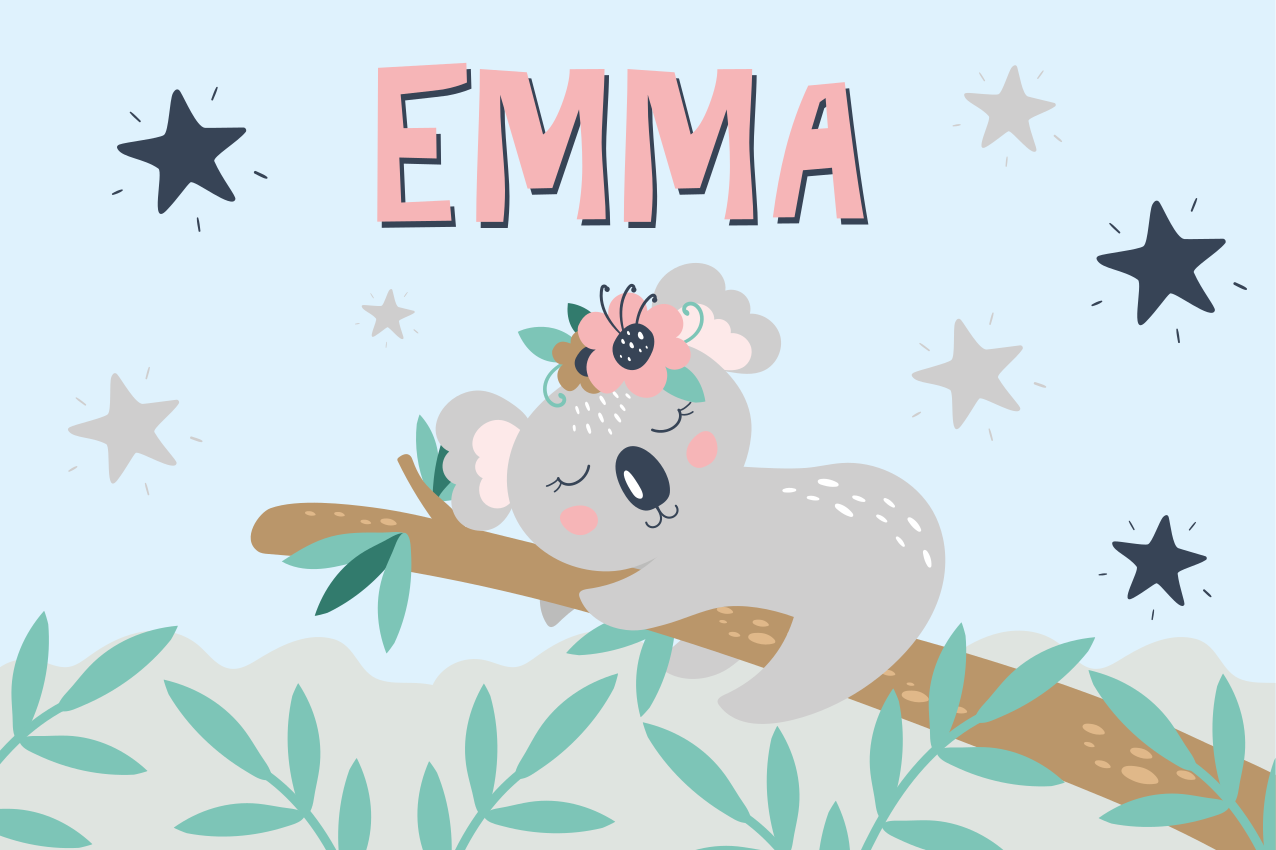 Alfombra vinílica personalizable noche de koalas - TenVinilo