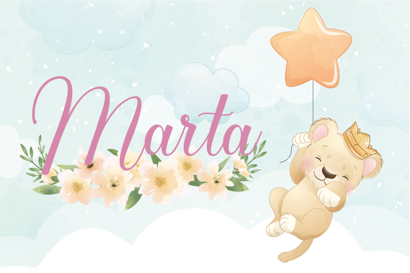 Alfombra vinílica bebé Lindo león para niña con nombre - TenVinilo