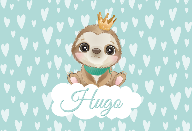 Alfombra vinílica bebé perezoso infantil con nombre - TenVinilo