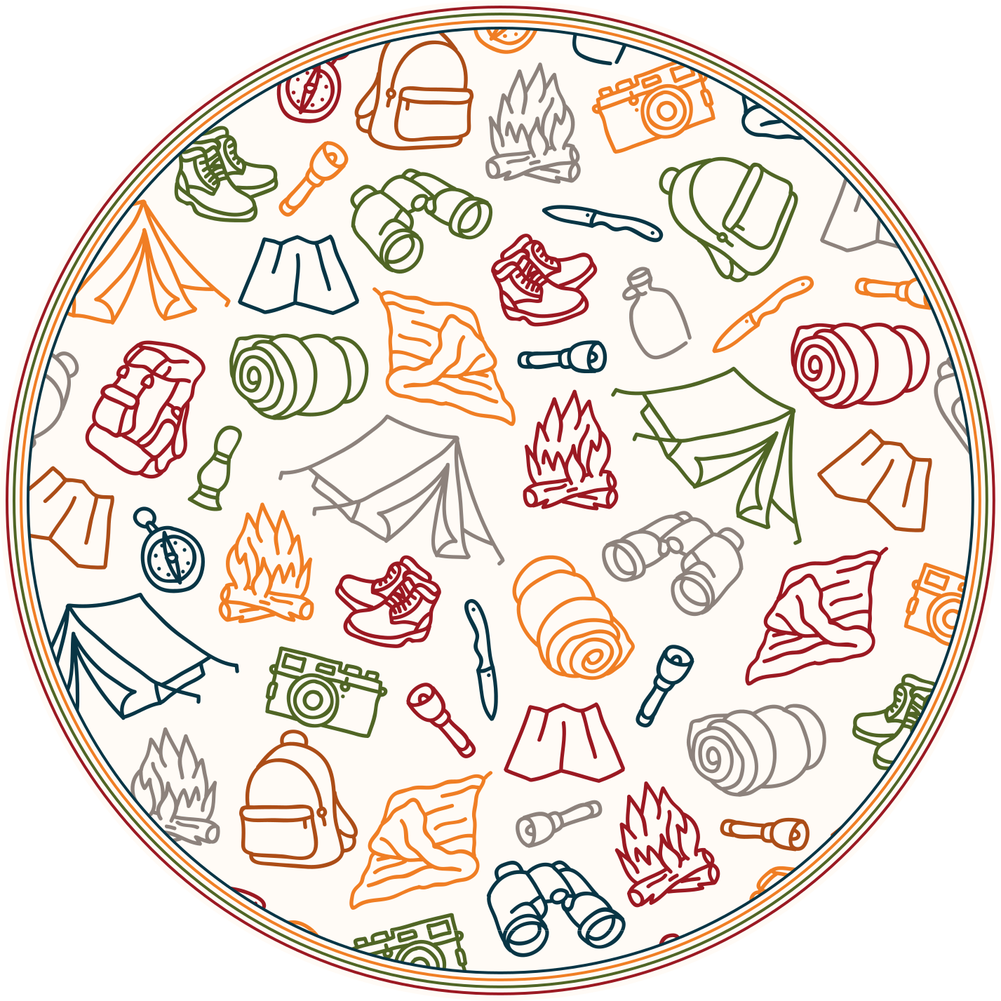 Alfombra vinílica infantil iconos de equipo de aventura - TenVinilo