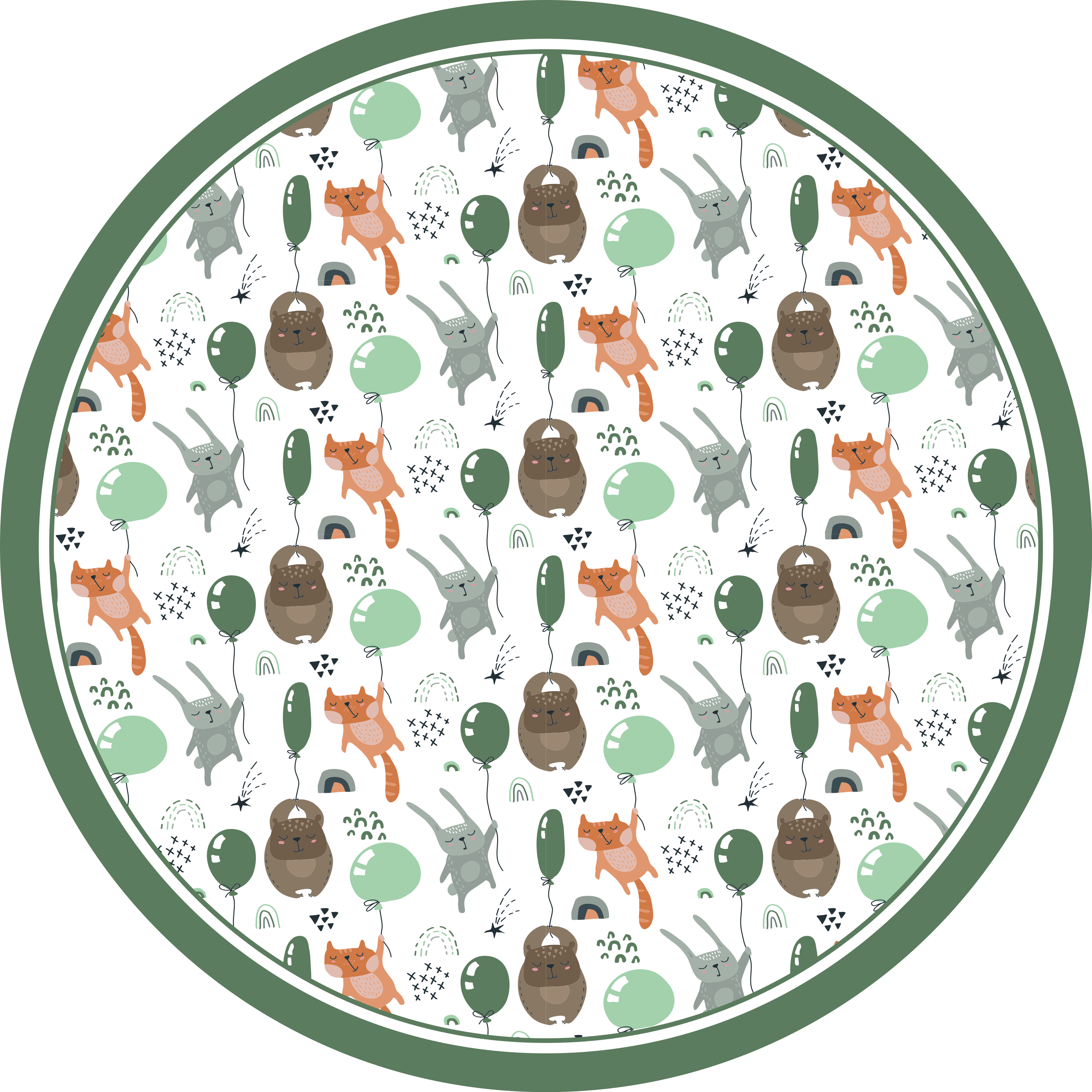 Alfombra vinílica infantil globos de animales juguetones - TenVinilo