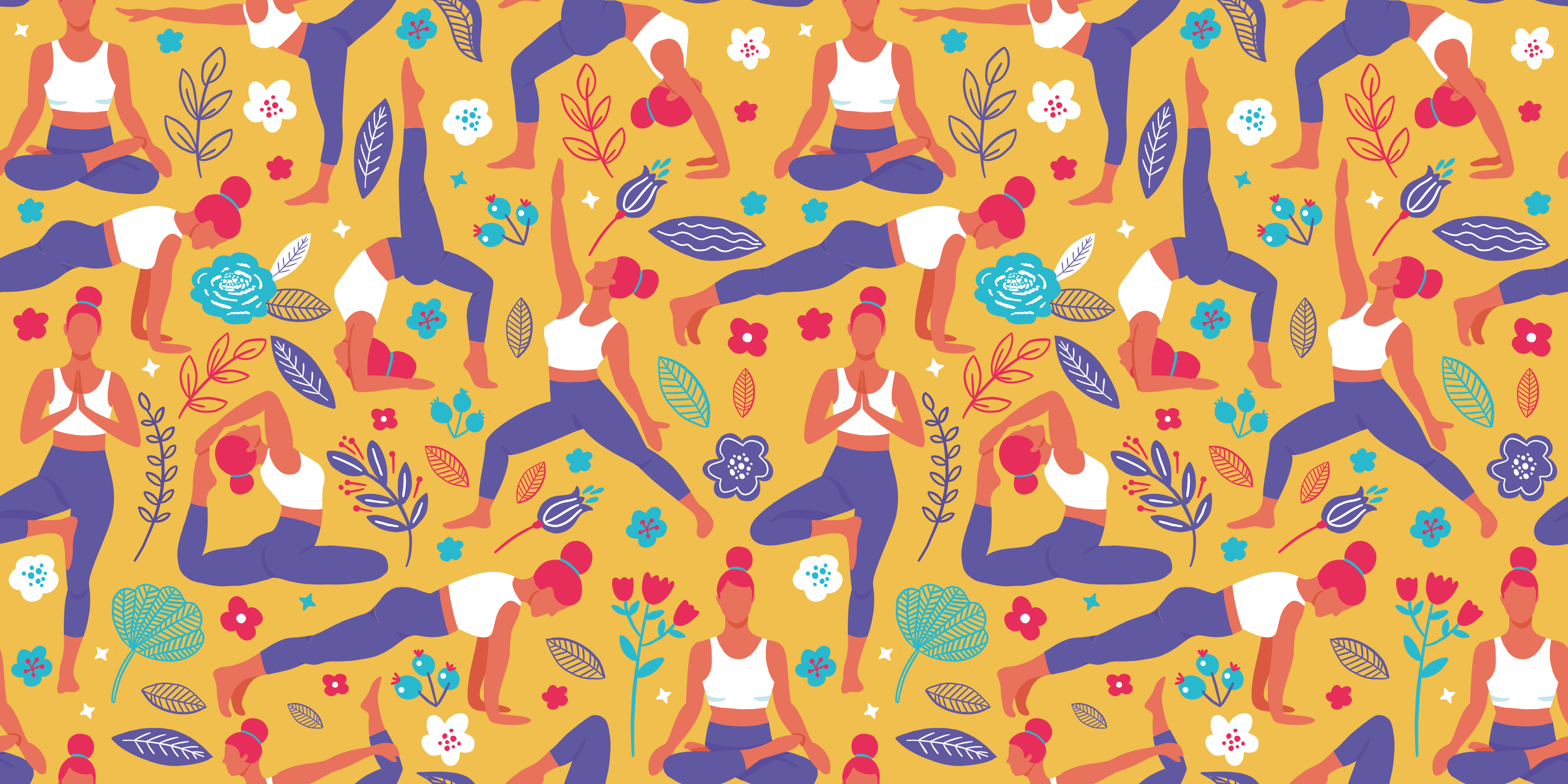 Alfombra vinílica salón Doodle de yoga dibujado a mano - TenVinilo