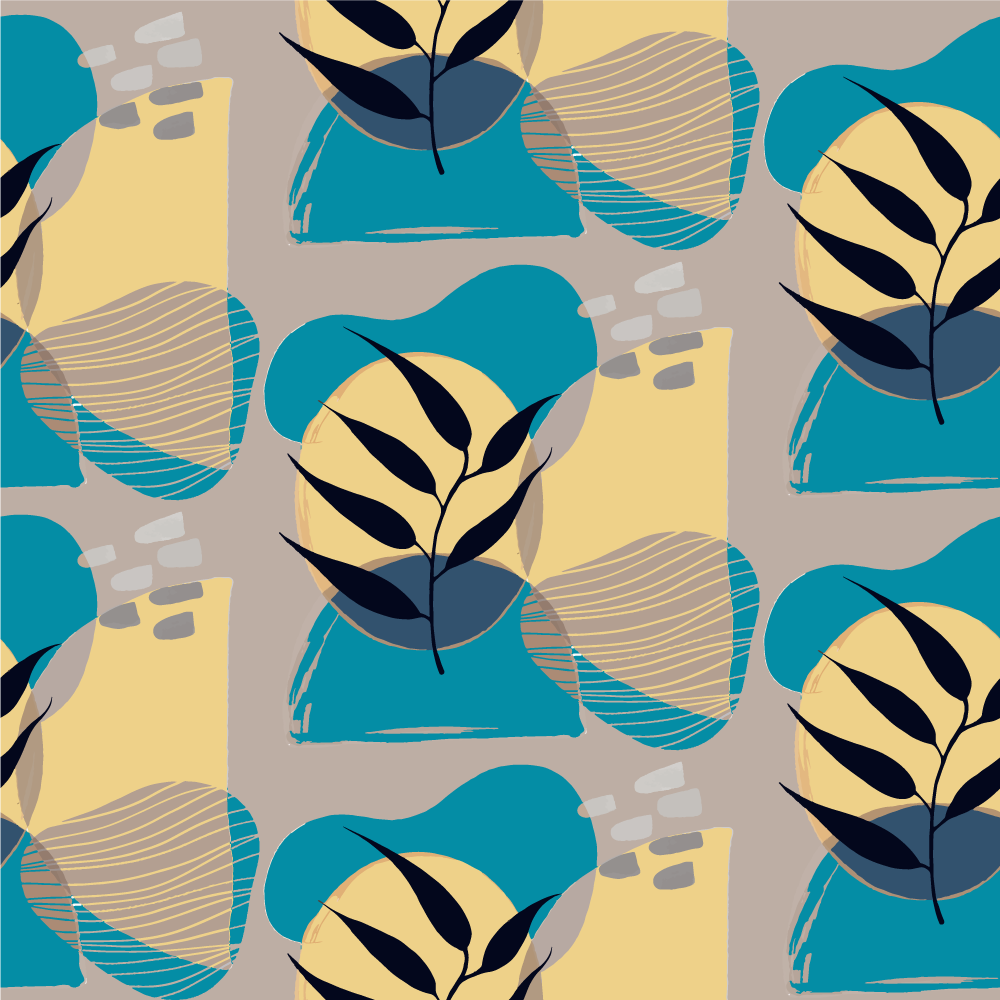 Alfombra vinílica flores patrón botánico abstracto - TenVinilo