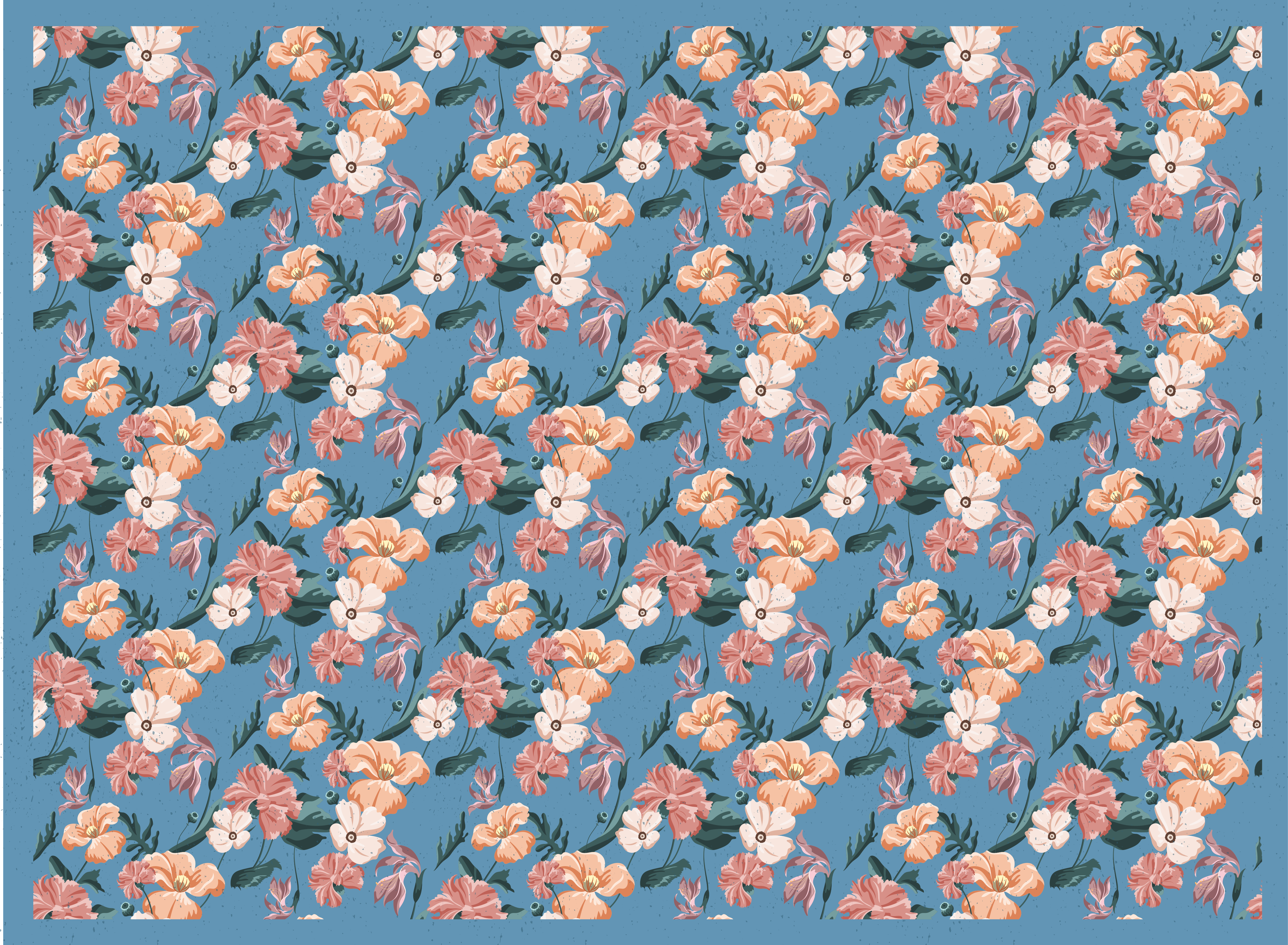 Alfombra vinílica flores patrón de floración floral - TenVinilo